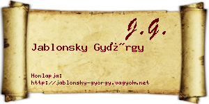 Jablonsky György névjegykártya